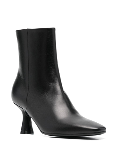 Shop Mm6 Maison Margiela Contrasting-stitch Detail 80mm Ankle Boots In 黑色