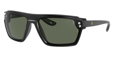 Shop Ray Ban Scuderia Ferrari Dark Green Square Unisex Sunglasses Rb4370m F67471 64 In Black,green,grey
