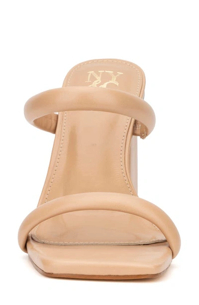New York And Company Galina Faux Snake Embossed Leather Block Heel Sandal In Nude
