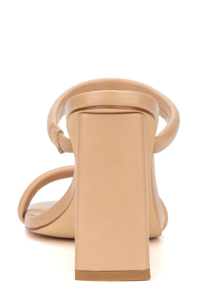 New York And Company Galina Faux Snake Embossed Leather Block Heel Sandal In Nude