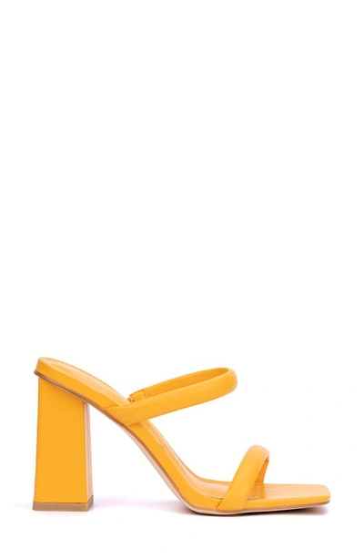 New York And Company Galina Faux Snake Embossed Leather Block Heel Sandal In Orange