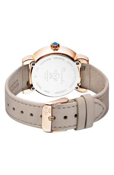 Gv2 Marsala Tortoise Pattern Mother-of-pearl Dial Diamond Suede Strap Watch, 36mm In Beige