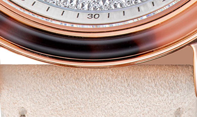 Gv2 Marsala Tortoise Pattern Mother-of-pearl Dial Diamond Suede Strap Watch, 36mm In Beige