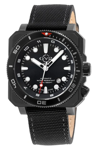 Shop Gv2 Xo Submarine Canvas Strap Watch, 44mm In Black