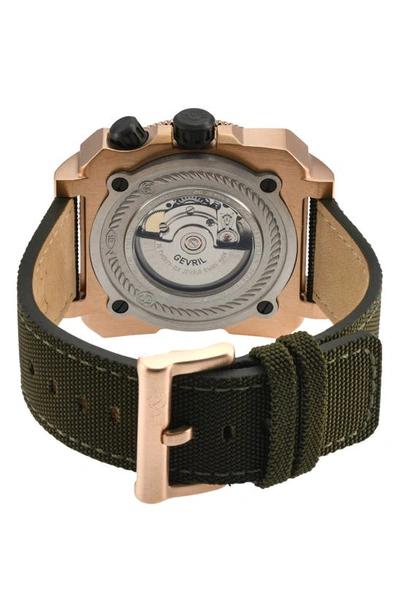 Shop Gv2 Xo Gold-tone Submarine Canvas Strap Watch, 44mm In Green