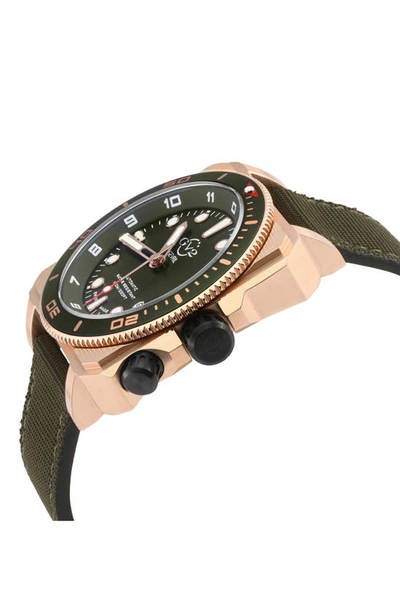 Gv2 Xo Gold-tone Submarine Canvas Strap Watch, 44mm In Green