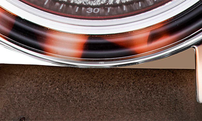 Gv2 Marsala Tortoise Pattern Mother-of-pearl Dial Diamond Suede Strap Watch, 36mm In Brown