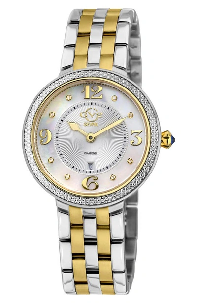 Shop Gv2 Verona Two Tone Diamond Bracelet Watch, 37mm In Rose Gold
