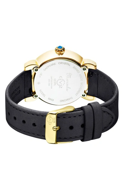 Gv2 Marsala Tortoise Pattern Mother Of Pearl Dial Suede Strap Watch, 36mm In Black
