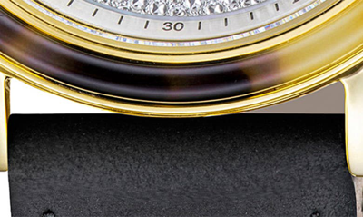 Gv2 Marsala Tortoise Pattern Mother Of Pearl Dial Suede Strap Watch, 36mm In Black
