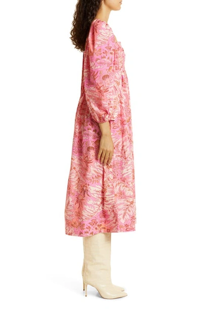 Shop Ulla Johnson Leilani Cotton Blend Midi Dress In Camellia