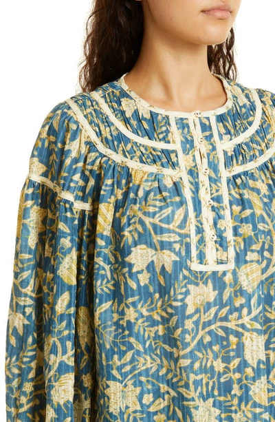 Shop Ulla Johnson Kirana Long Sleeve Cotton Blend Blouse In Lanai