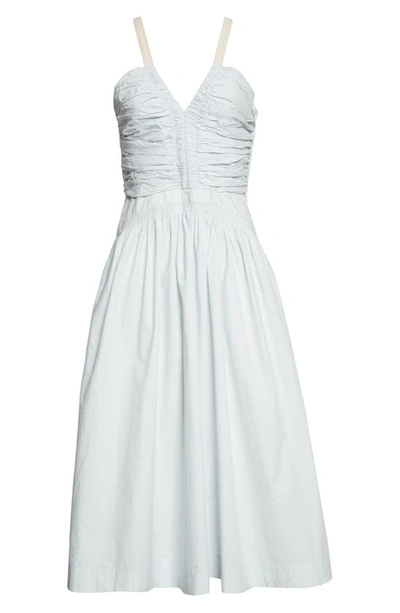 Shop Ulla Johnson Laurelin Smocked Cotton Midi Dress In Sea Glass