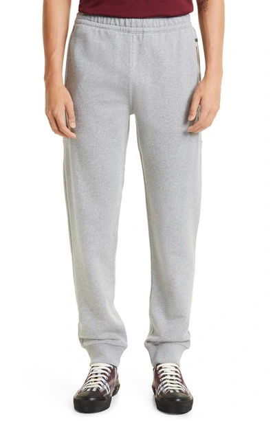 Shop Burberry Stephan Check Joggers In Pale Grey Melange