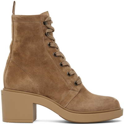 Shop Gianvito Rossi Tan Suede Foster Ankle Boots In Camel