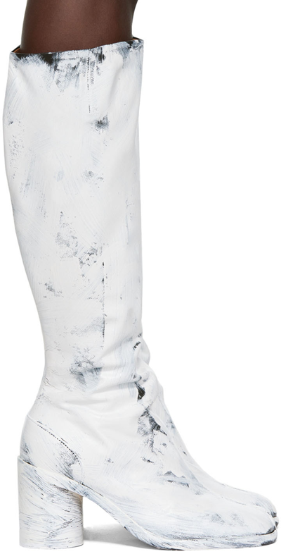 Shop Maison Margiela White Bianchetto Tabi Tall Boots In H1532 Black/white