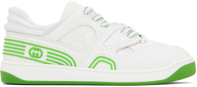 Shop Gucci Green Basket Sneakers In 9089 Gr.whi/whi/gr.w