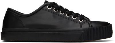 Shop Maison Margiela Black Leather Tabi Low-top Sneakers In T8013 Black
