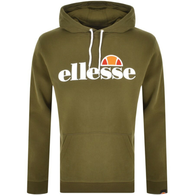 Shop Ellesse Gottero Large Logo Pullover Hoodie Khaki