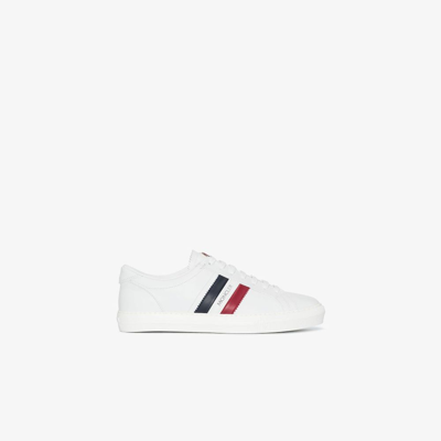 Shop Moncler White New Monaco Leather Sneakers