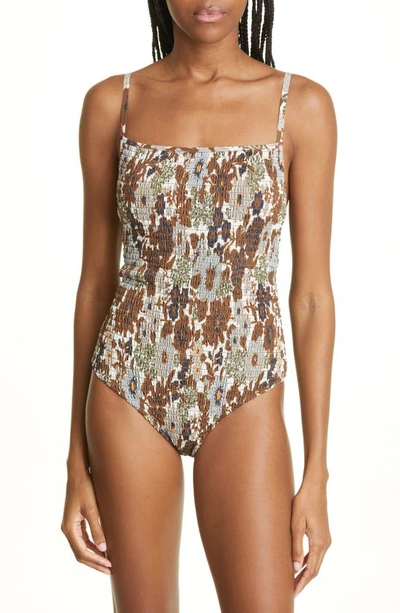 Shop Sir Constantine Smocked One-piece Swimsuit In Constantine Print