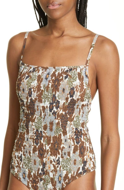 Shop Sir Constantine Smocked One-piece Swimsuit In Constantine Print