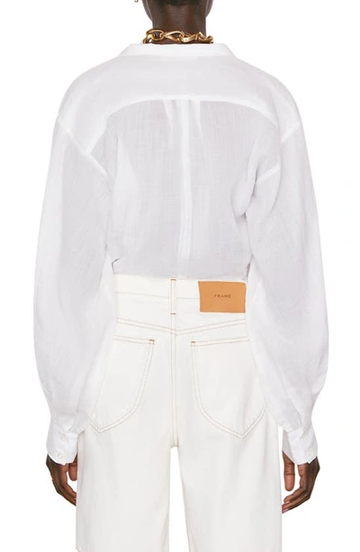 Shop Frame Long Sleeve Popover Blouse In Blanc