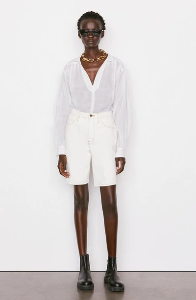 Shop Frame Long Sleeve Popover Blouse In Blanc