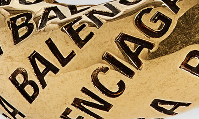 Shop Balenciaga Logo Ring In Antique Gold