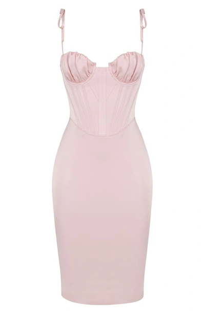 Shop House Of Cb Alma Corset Underwire Satin Dress In Pink