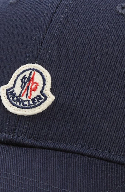 Shop Moncler Kids' Logo Patch Baseball Cap In Navy