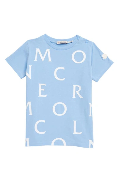 Shop Moncler Logo Letters Graphic Tee In Blue