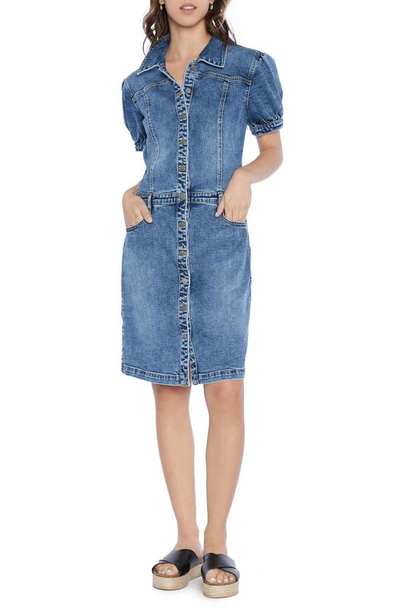 Wash Lab Denim Puff Sleeve Denim Dress In Emily Blue | ModeSens