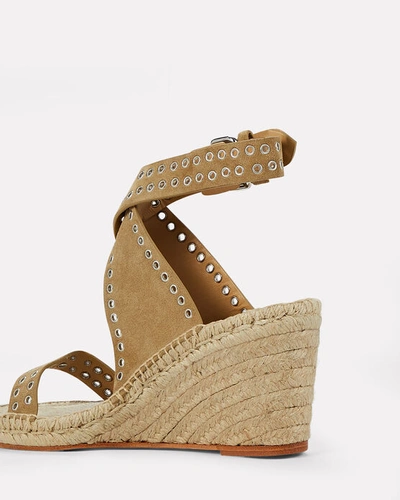 Shop Isabel Marant Iriane Suede Espadrille Wedge Sandals In Beige