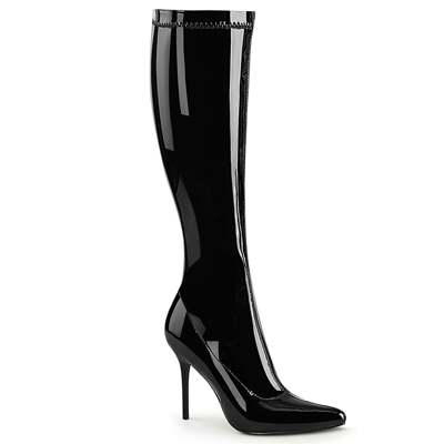 Pre-owned Pleaserusa, Inc. Pleaserusa Damen High Heel Kniestiefel Classique-2000 Lack Stretch Schwarz