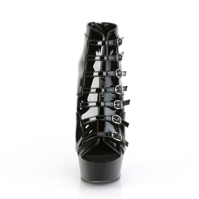 Pre-owned Pleaserusa, Inc. Pleaserusa Damen Gogo Plateau-stiefeletten Delight-600-11 Lack Schwarz