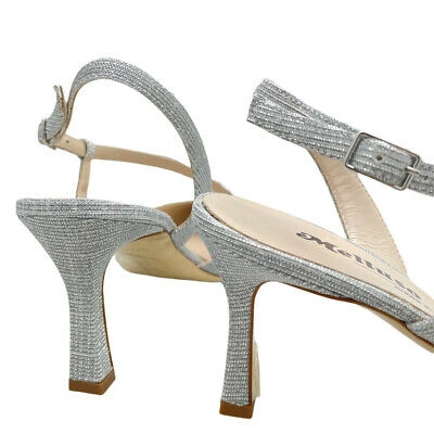 Pre-owned Soffice Sogno Melluso E1634 Sling Back Sandale Schuh Silver Galaxy Linda Tanzriemen 34 Soffice