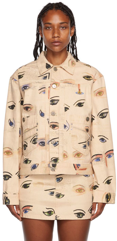 Shop Vivienne Westwood Beige Marlene Denim Jacket In O310