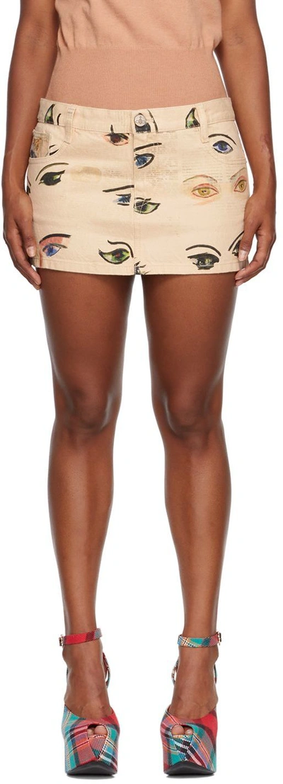 Shop Vivienne Westwood Beige Foam Denim Miniskirt In O310