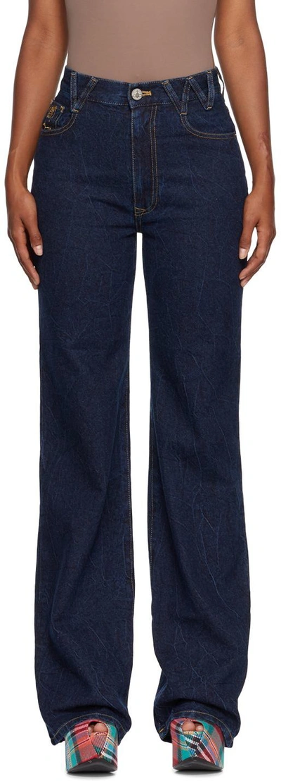 Shop Vivienne Westwood Navy Ray 5 Jeans In K407