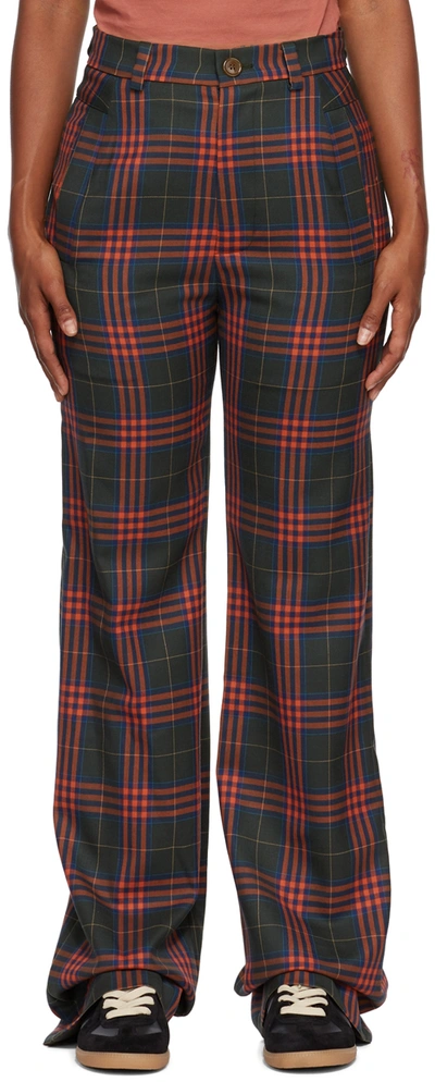 Shop Vivienne Westwood Green Check New Ray Trousers In D201
