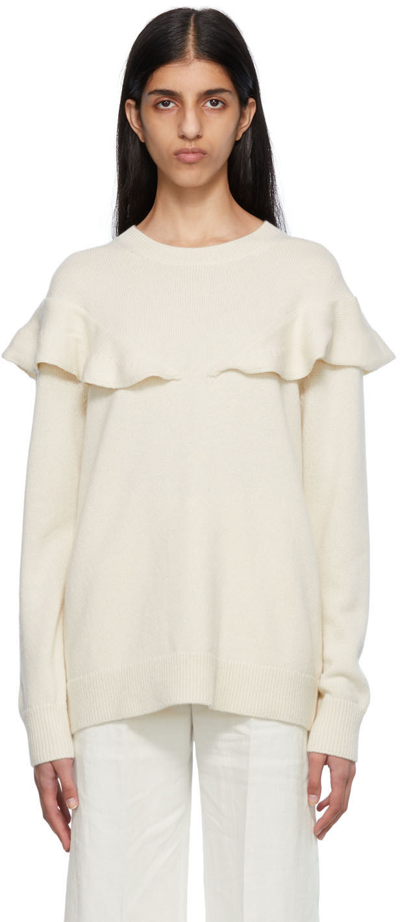Shop Chloé Off-white Ruffled Sweater In 109 White Powder