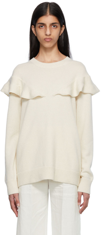 Chloé Off-white Ruffled Sweater In 109 White Powder