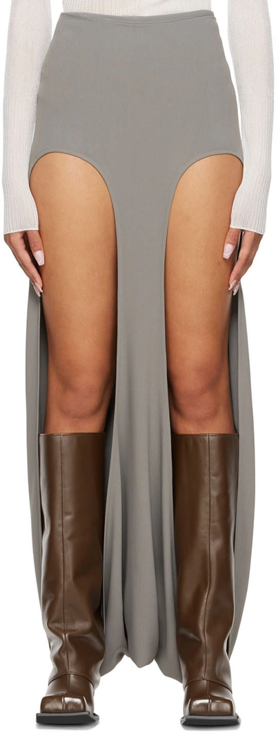 Shop Dion Lee Gray Arch Longline Maxi Skirt In Pewter