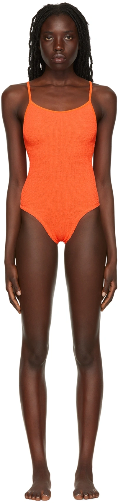 Shop Hunza G Orange Pamela One-piece Swimsuit