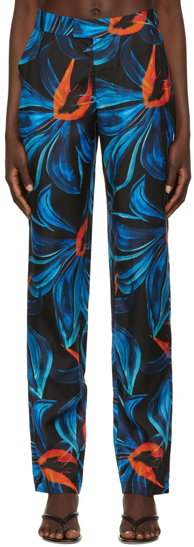 Louisa Ballou Printed Cotton And Silk-blend Twill Straight-leg Pants In Night Blooming Flowe