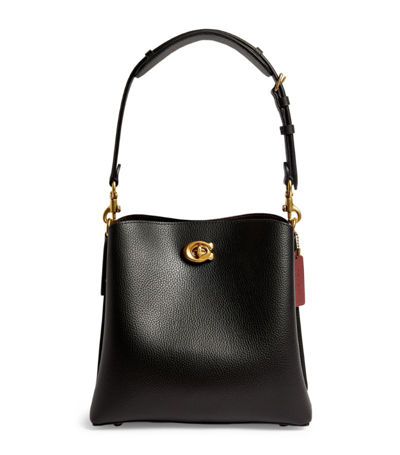 Shop Coach Leather Willow Bucket Bag In Black