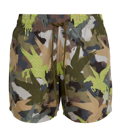 Shop Etro Camouflage Print Swim Shorts In Green