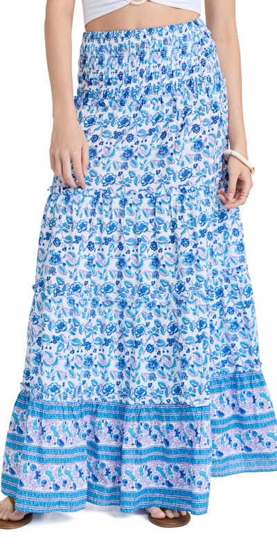 Shop Playa Lucila Printed Ruffle Skirt Blue Multi
