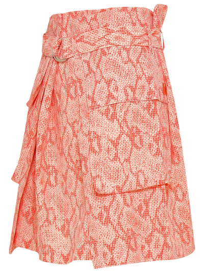 Shop Kenzo Red Viscose Blend Snake Print Skirt In Pink